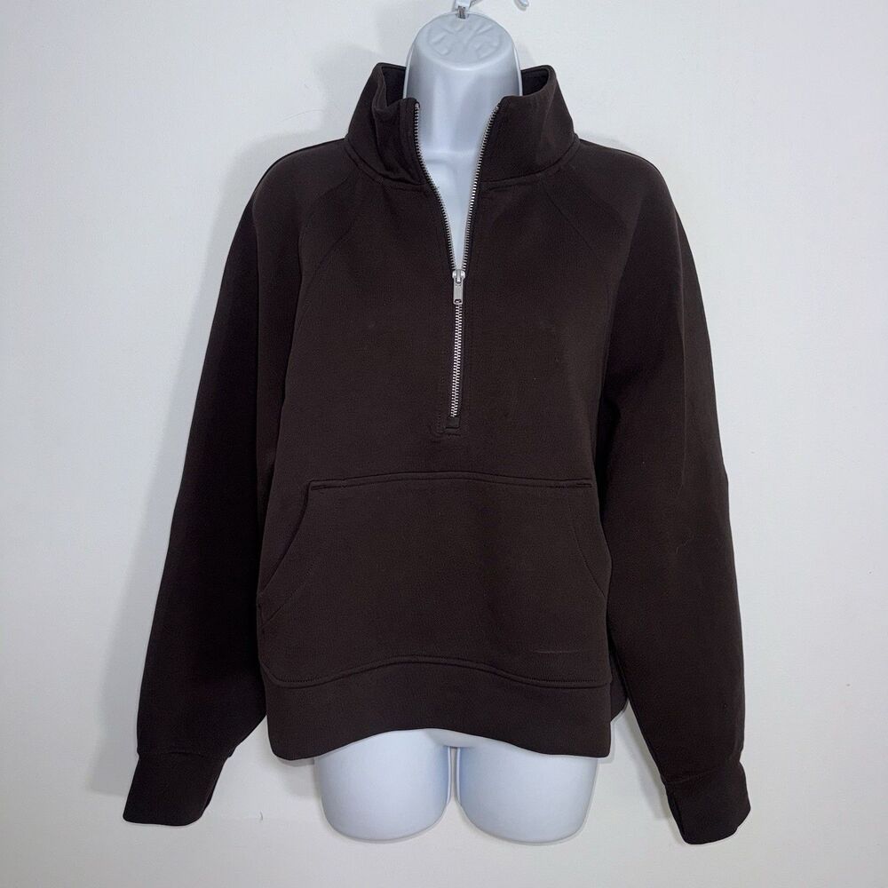 GapFit  1/2 Zip Sweatshirt Mock Neck Women Medium Tall Pullover Chocolate Brown